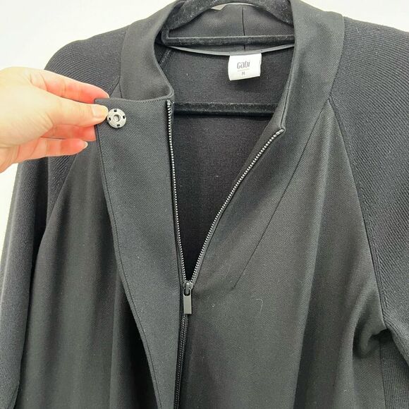 CAbi 3351 Black Tailor Ponte Knit Soft Shell Zipper Coat Jacket Size Medium - Picture 9 of 11